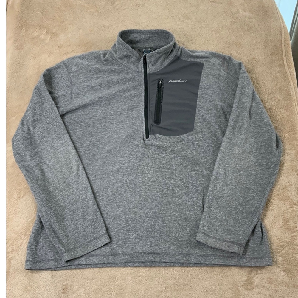 Eddie Bauer First Ascent Half Zip Pullover Mens size XL Grey Long Sleeve